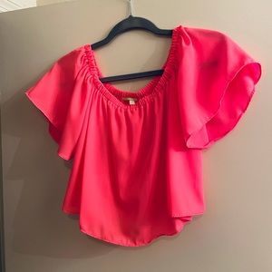 Barbie Pink Gianni Bini Off Shoulder Crop Top